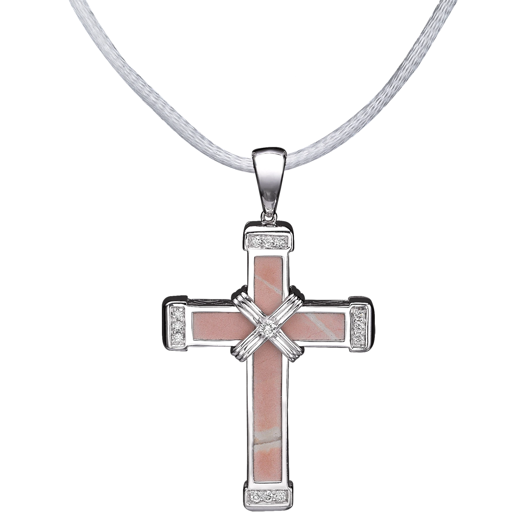 The Eternity Classic Vermeil Cross - White Gold - White Diamonds - Medium