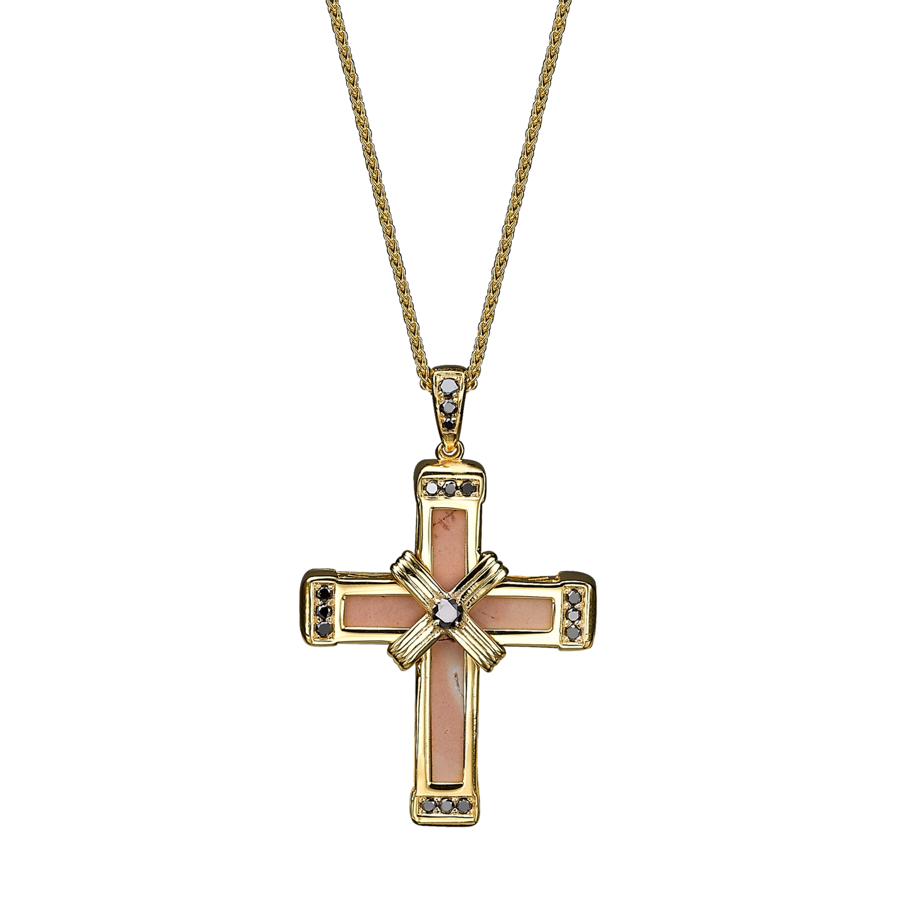 The Eternity Classic Cross - Yellow Gold - Black Diamonds - Small