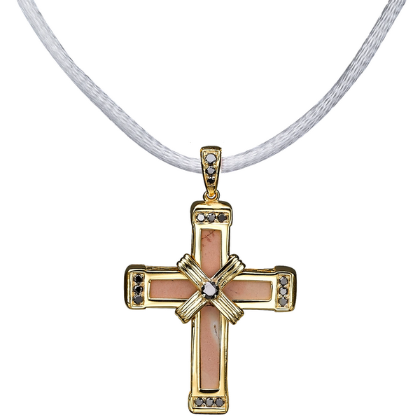 The Eternity Classic Vermeil Cross - Yellow Gold - Black Diamonds - Small