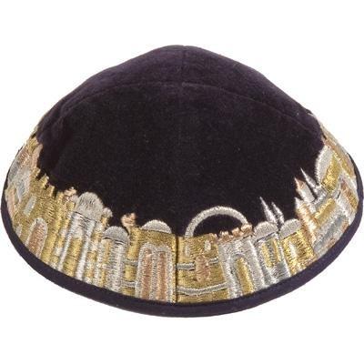 Jerusalem Gold Velvet Embroidered Kippah